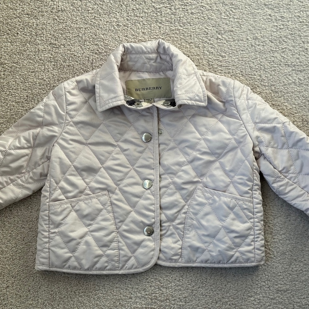 Girls Burberry Quilted Jacket Pink Size 2Y